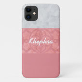 Ruddy Pink Batik Gray Name Case-Mate iPhone Hülle (Rückseite)