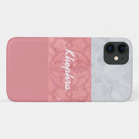 Ruddy Pink Batik Gray Name Case-Mate iPhone Hülle (Rückseite (Horizontal))