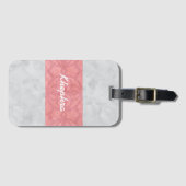 Ruddy Pink Batik Gray Name Gepäckanhänger (Vorderseite (Horizontal))