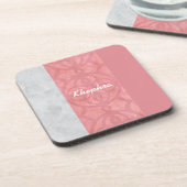 Ruddy Pink Batik Gray Name Getränkeuntersetzer (Linke Seite)