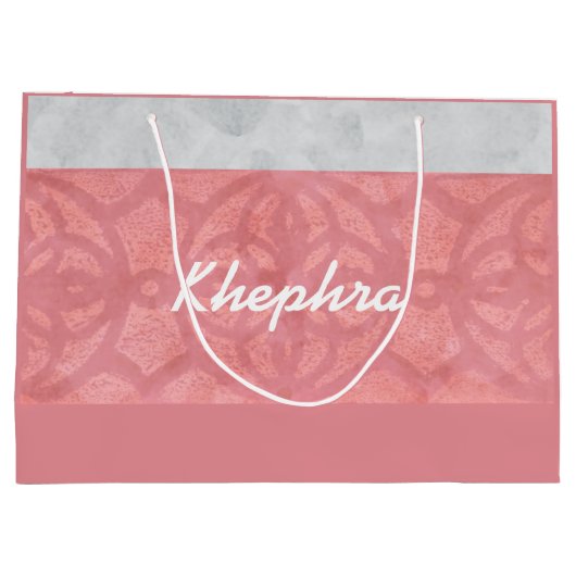 Ruddy Pink Batik Gray Name Große Geschenktüte (Rückseite)