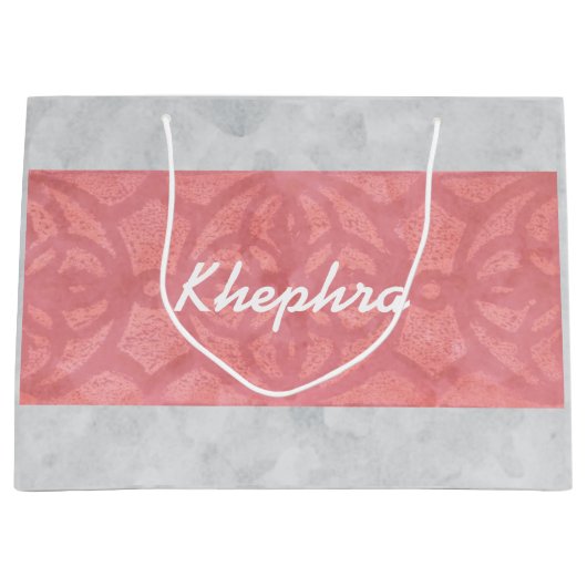 Ruddy Pink Batik Gray Name Große Geschenktüte (Vorderseite)