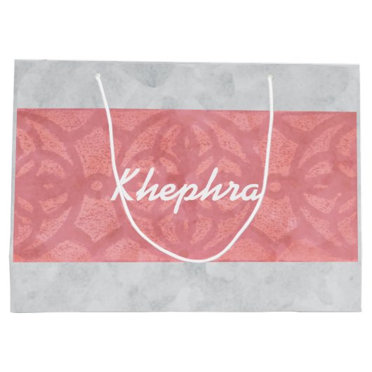 Ruddy Pink Batik Gray Name Große Geschenktüte (Rückseite)