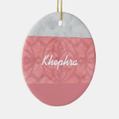 Ruddy Pink Batik Gray Name Keramik Ornament (Rechts)