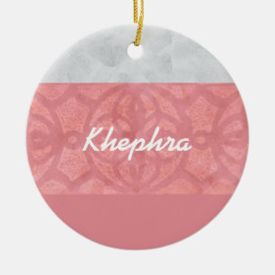 Ruddy Pink Batik Gray Name Keramik Ornament