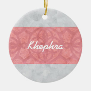 Ruddy Pink Batik Gray Name Keramik Ornament
