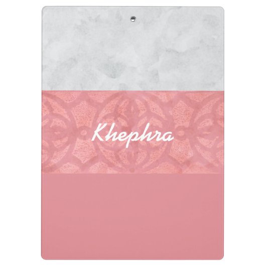 Ruddy Pink Batik Gray Name Klemmbrett (Rückseite)