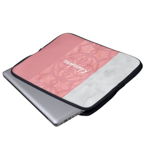 Ruddy Pink Batik Gray Name Laptopschutzhülle (Vorne Knopf)