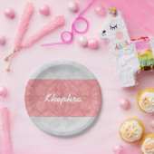 Ruddy Pink Batik Gray Name Pappteller (Party)