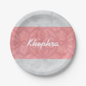 Ruddy Pink Batik Gray Name Pappteller (Vorderseite)