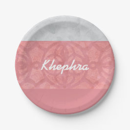 Ruddy Pink Batik Gray Name Pappteller