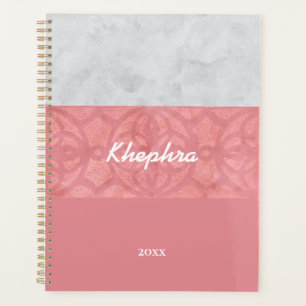 Ruddy Pink Batik Gray Name Planer