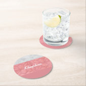 Ruddy Pink Batik Gray Name Runder Pappuntersetzer (Vor Ort)