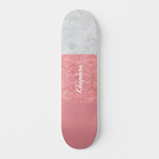 Ruddy Pink Batik Gray Name Skateboard (Vorderseite)