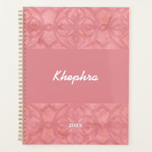 Ruddy Pink Batik Name and Year Notebook Planer