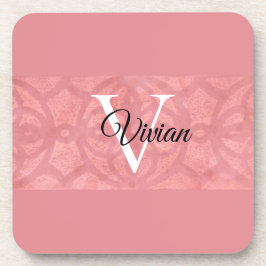 Ruddy Pink Batik Name Mit Monogramm Getränkeuntersetzer