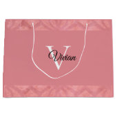 Ruddy Pink Batik Name Mit Monogramm Große Geschenktüte (Vorderseite)
