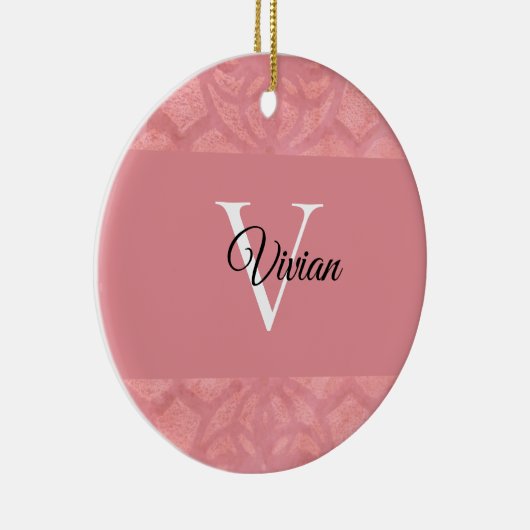 Ruddy Pink Batik Name Mit Monogramm Keramik Ornament (Rechts)