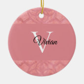 Ruddy Pink Batik Name Mit Monogramm Keramik Ornament (Vorne)