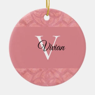 Ruddy Pink Batik Name Mit Monogramm Keramik Ornament