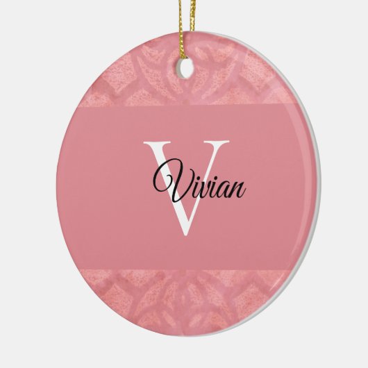 Ruddy Pink Batik Name Mit Monogramm Keramik Ornament (Links)