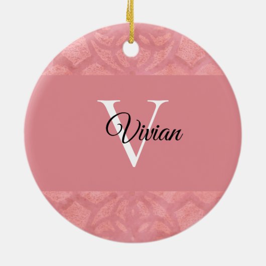 Ruddy Pink Batik Name Mit Monogramm Keramik Ornament (Hinten)