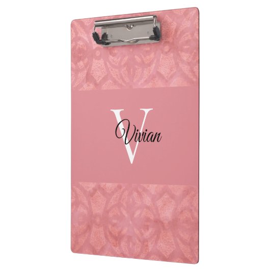 Ruddy Pink Batik Name Mit Monogramm Klemmbrett (Links)