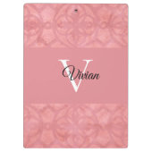 Ruddy Pink Batik Name Mit Monogramm Klemmbrett (Rückseite)