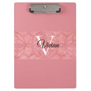 Ruddy Pink Batik Name Mit Monogramm Klemmbrett