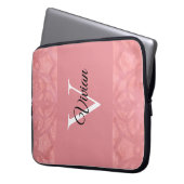 Ruddy Pink Batik Name Mit Monogramm Laptopschutzhülle (Vorderseite Links)