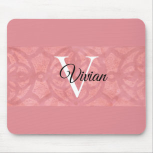 Ruddy Pink Batik Name Mit Monogramm Mousepad