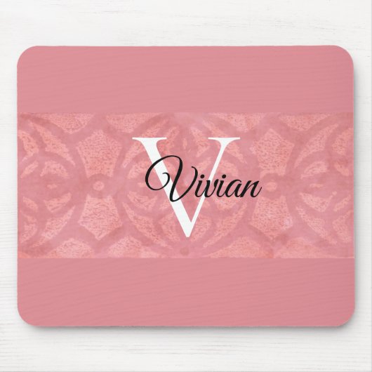 Ruddy Pink Batik Name Mit Monogramm Mousepad (Vorne)