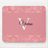 Ruddy Pink Batik Name Mit Monogramm Mousepad (Vorne)