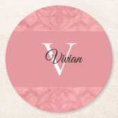 Ruddy Pink Batik Name Mit Monogramm Runder Pappuntersetzer (Vorderseite)