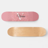 Ruddy Pink Batik Name Mit Monogramm Skateboard (Horizontal)