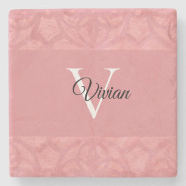 Ruddy Pink Batik Name Mit Monogramm Steinuntersetzer