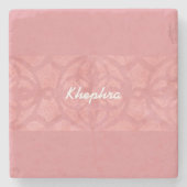 Ruddy Pink Batik Name Mit Monogramm Steinuntersetzer (Vorderseite)