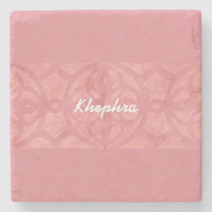 Ruddy Pink Batik Name Mit Monogramm Steinuntersetzer