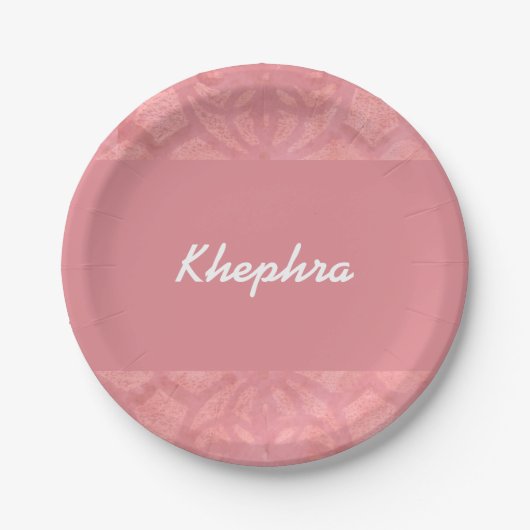 Ruddy Pink Batik Name Pappteller (Vorderseite)