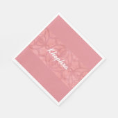 Ruddy Pink Batik und Blue Watercolor Name Serviette (Ecke)