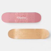 Ruddy Pink Batik und Blue Watercolor Name Skateboard (Horizontal)