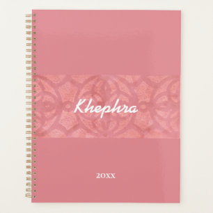 Ruddy Pink Batik und Blue Watercolor Name und Jahr Planer