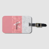 Ruddy Pink Batik und Grau Wasserfarbe Mit Monogram Gepäckanhänger (Vorderseite (Horizontal))