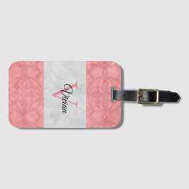 Ruddy Pink Batik und Grau Wasserfarbe Mit Monogram Gepäckanhänger