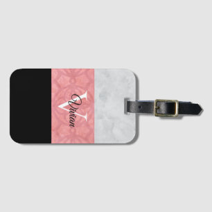 Ruddy Pink Batik und Grau Wasserfarbe Mit Monogram Gepäckanhänger
