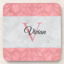 Ruddy Pink Batik und Grau Wasserfarbe Mit Monogram Getränkeuntersetzer