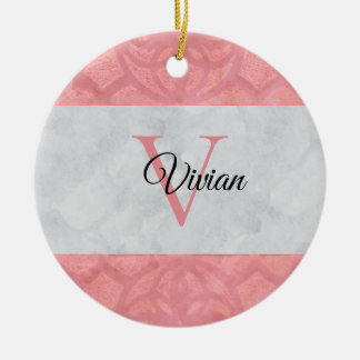 Ruddy Pink Batik und Grau Wasserfarbe Mit Monogram Keramik Ornament