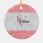 Ruddy Pink Batik und Grau Wasserfarbe Mit Monogram Keramik Ornament (Hinten)