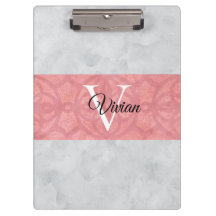 Ruddy Pink Batik und Grau Wasserfarbe Mit Monogram