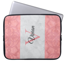 Ruddy Pink Batik und Grau Wasserfarbe Mit Monogram Laptopschutzhülle